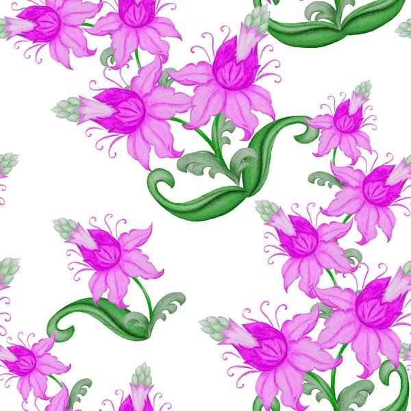 Schöne Nahtlose Muster Mit Stilisierten Blumen Ornamentaler Hintergrund Der Auf — Stockfoto
