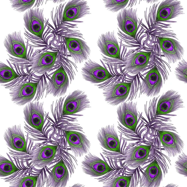 Decoratief Naadloos Patroon Met Prachtige Pauwenveren Trendy Textuur Met Hand — Stockfoto