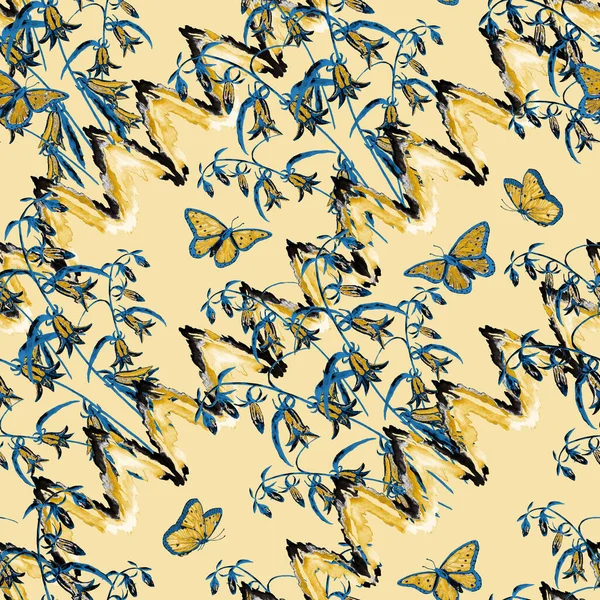 Decorative Seamless Pattern Watercolor Butterflies Colorful Nature Background Beautiful Summer — Stock Photo, Image