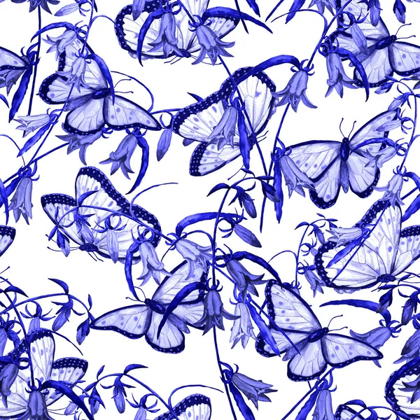 Decorative Seamless Pattern Watercolor Butterflies Colorful Nature Background Beautiful Summer — Stock Photo, Image