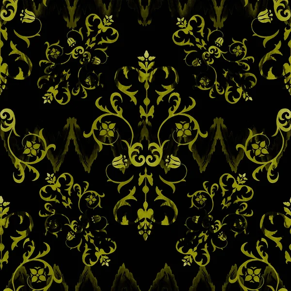 Винтажный Безseamless Акварельный Узор Стиле Дамаск Текстильный Дизайн Любой Вид — стоковое фото