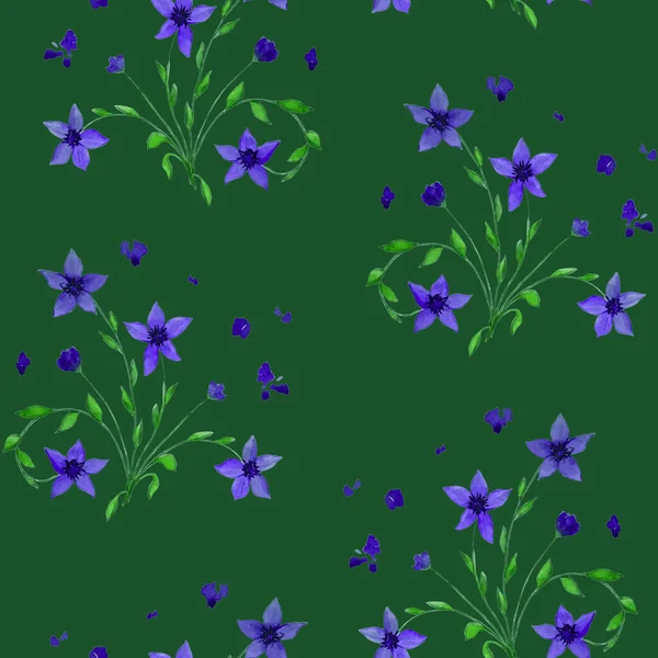 Dekorative Florale Nahtlose Muster Mit Aquarell Einfache Blumen Bunte Natur — Stockfoto