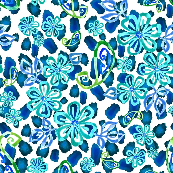 Mooi Naadloos Patroon Met Aquarel Paisley Elementen Decoratieve Achtergrond Basis — Stockfoto