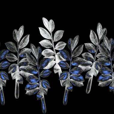 Soyut dekoratif, dikişsiz, suluboya tropikal yapraklı desen. Zamioculcas. Renkli el çizimi çizimi. Tropik yaz baskısı.