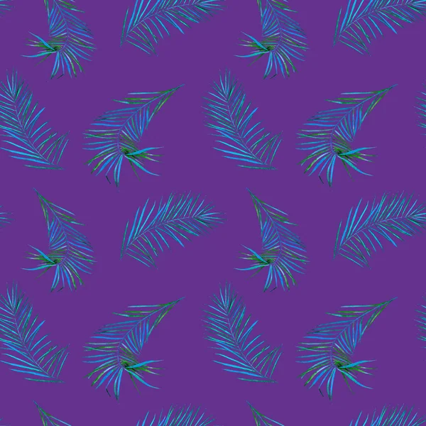 Абстрактный Декоративный Бесшовный Узор Акварелью Тропических Листьев Ладонь Красочная Ручная — стоковое фото