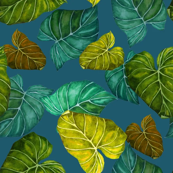 Motif Décoratif Abstrait Sans Couture Avec Des Feuilles Tropicales Aquarelle — Photo