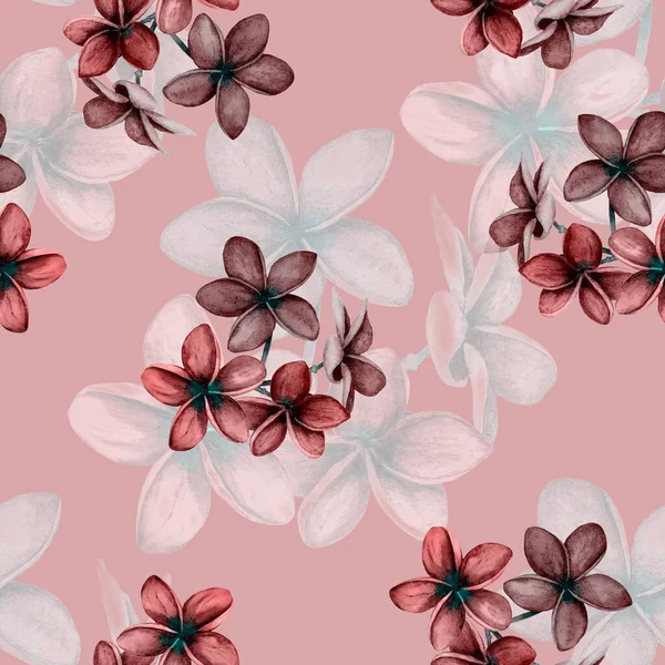 Decoratieve Bloemen Naadloze Patroon Met Aquarel Tropische Bloemen Loodgieterij Kleurrijke — Stockfoto