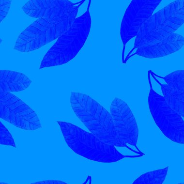 Soyut dekoratif, dikişsiz, suluboya tropikal yapraklı desen. Renkli el çizimi çizimi. Eski egzotik arkaplan.