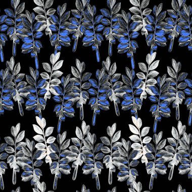 Soyut dekoratif, dikişsiz, suluboya tropikal yapraklı desen. Zamioculcas. Renkli el çizimi çizimi. Eski egzotik arkaplan.