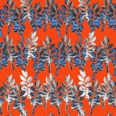 Soyut dekoratif, dikişsiz, suluboya tropikal yapraklı desen. Zamioculcas. Renkli el çizimi çizimi. Eski egzotik arkaplan.