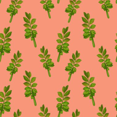 Soyut dekoratif, dikişsiz, suluboya tropikal yapraklı desen. Zamioculcas. Renkli el çizimi çizimi. Eski egzotik arkaplan.