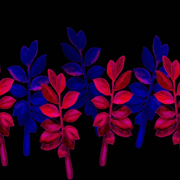 Abstraktní Dekorativní Bezešvý Vzor Akvarelem Tropických Listů Zamioculcas Barevné Ručně — Stock fotografie
