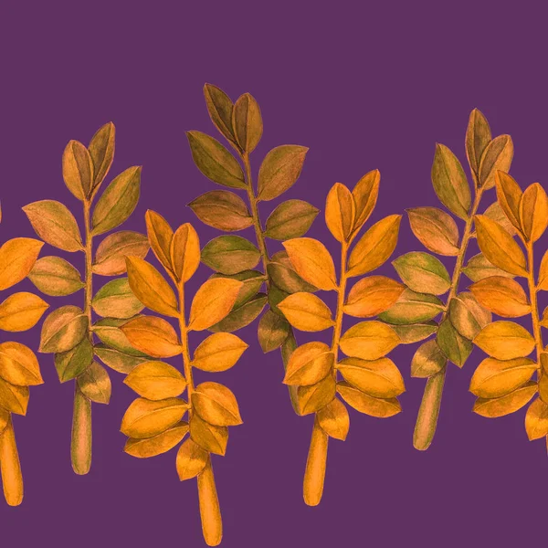 Abstraktes Dekoratives Nahtloses Muster Mit Tropischen Blättern Aquarell Zamiokulcas Bunte — Stockfoto