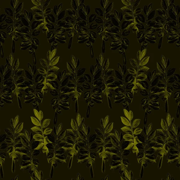 Padrão Sem Costura Decorativo Abstrato Com Aquarela Folhas Tropicais Zamioculcas — Fotografia de Stock