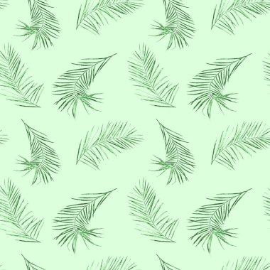 Soyut dekoratif, dikişsiz, suluboya tropikal yapraklı desen. Avuç içi. Renkli el çizimi çizimi. Eski egzotik arkaplan.