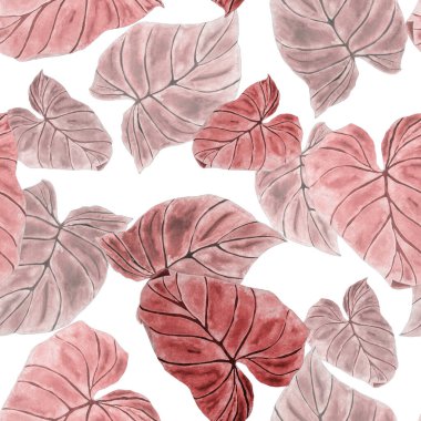 Soyut dekoratif, dikişsiz, suluboya tropikal yapraklı desen. Avuç içi. Renkli el çizimi çizimi. Eski egzotik arkaplan.