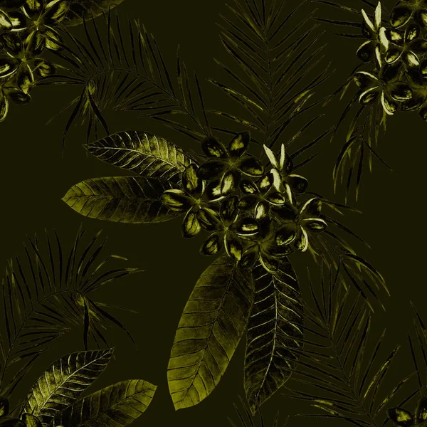 Süslü Dikişsiz Suluboya Tropikal Çiçekli Bir Baba Plumeria Renkli Yaz — Stok fotoğraf