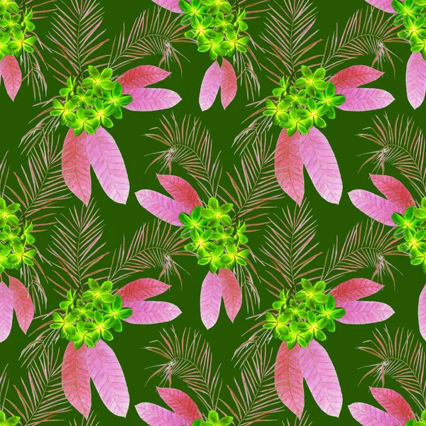 装饰花卉无缝家长与水彩艳丽的热带花 Plumeria 五彩缤纷的夏季背景 — 图库照片