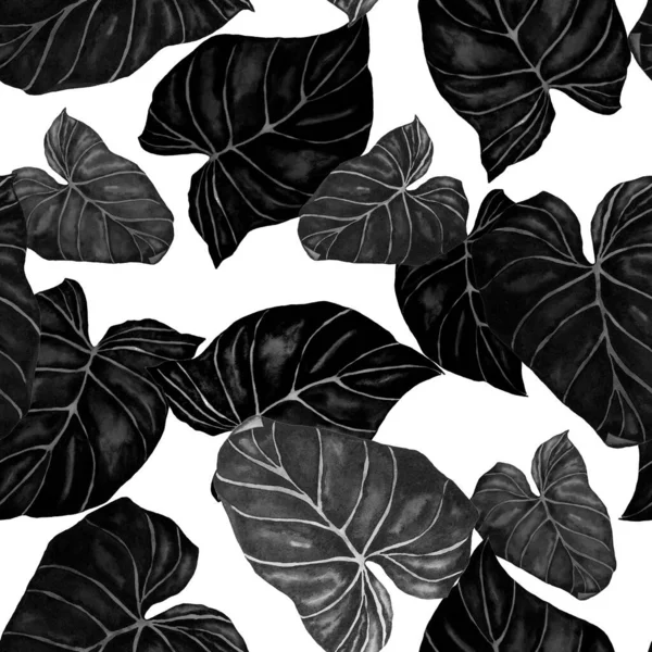 Soyut dekoratif, dikişsiz, suluboya tropikal yapraklı desen. Avuç içi. Renkli el çizimi çizimi. Eski egzotik arkaplan.