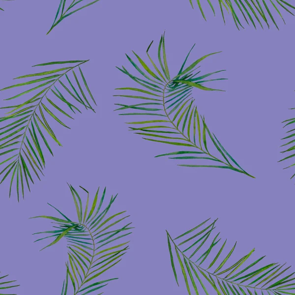 Abstract Decoratief Naadloos Patroon Met Aquarel Tropische Bladeren Een Handpalm — Stockfoto