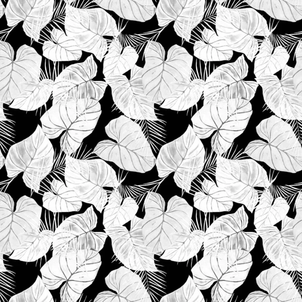 Абстрактный Декоративный Бесшовный Узор Акварелью Тропических Листьев Красочная Ручная Иллюстрация — стоковое фото