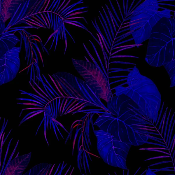 Абстрактный Декоративный Бесшовный Узор Акварелью Тропических Листьев Красочная Ручная Иллюстрация — стоковое фото