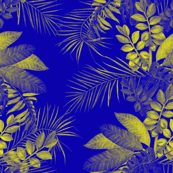 Modello Astratto Decorativo Senza Cuciture Con Foglie Tropicali Acquerello Illustrazione — Foto Stock