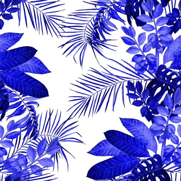 Modello Astratto Decorativo Senza Cuciture Con Foglie Tropicali Acquerello Illustrazione — Foto Stock