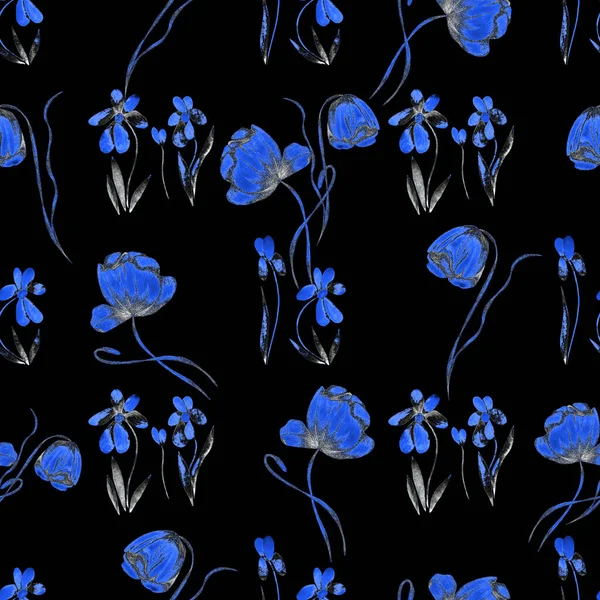 Padrão Sem Costura Floral Decorativo Com Flores Aquarela Fundo Natureza — Fotografia de Stock