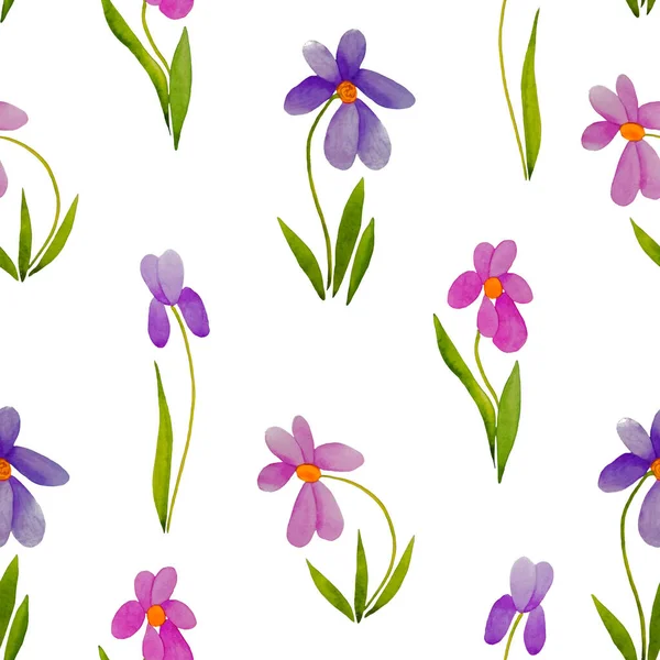 Dekorative Florale Nahtlose Muster Mit Aquarellblumen Bunte Natur Hintergrund Schöner — Stockfoto