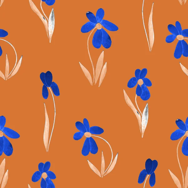 Dekorativa Blommiga Sömlösa Mönster Med Akvarell Blommor Färgglada Natur Bakgrund — Stockfoto