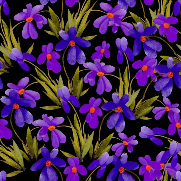 Padrão Sem Costura Floral Decorativo Com Flores Aquarela Fundo Natureza — Fotografia de Stock