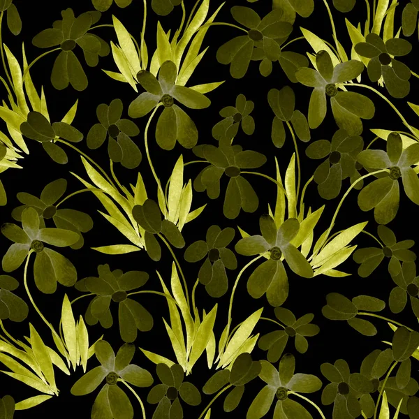 Decoratieve Bloemen Naadloos Patroon Met Aquarel Bloemen Kleurrijke Natuur Achtergrond — Stockfoto