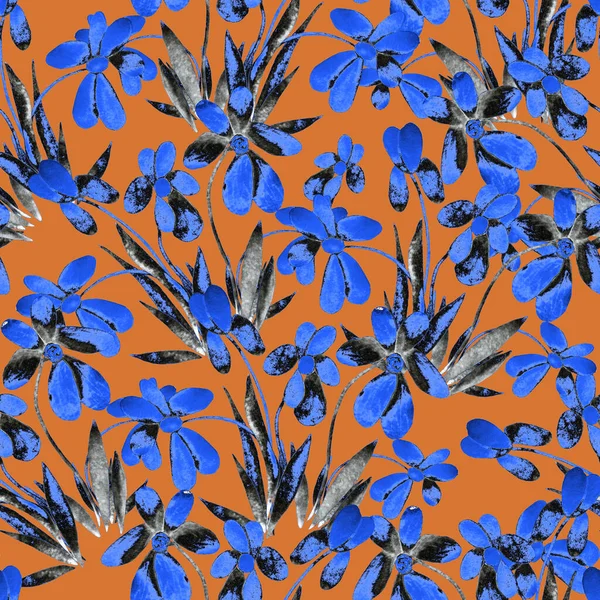 Διακοσμητικό Floral Μοτίβο Χωρίς Ραφή Λουλούδια Ακουαρέλας Πολύχρωμο Φόντο Της — Φωτογραφία Αρχείου