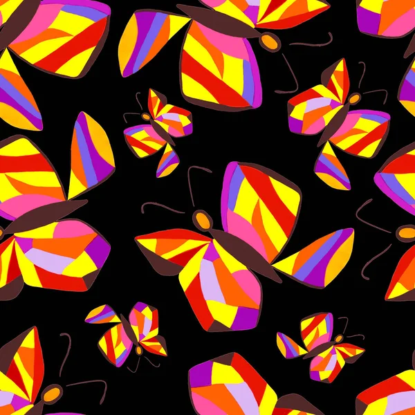 Декоративный Бесшовный Рисунок Абстрактными Бабочками Прекрасная Летняя Печать Красочный Творческий — стоковое фото