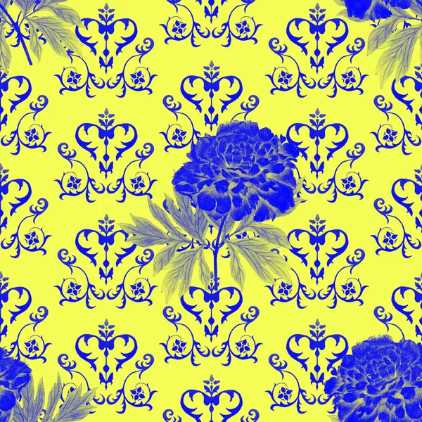 Абстрактний Безшовний Візерунок Квітучими Півоніями Декоративному Тлі Романтичний Квітковий Принт — стокове фото