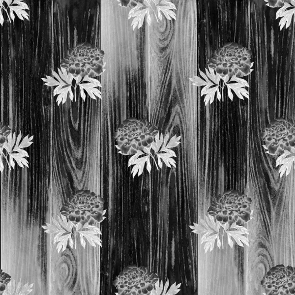 Floral Απρόσκοπτη Μοτίβο Ανθισμένες Παιώνιες Τοίχο Από Ξύλο Ρομαντικό Φλοράλ — Φωτογραφία Αρχείου