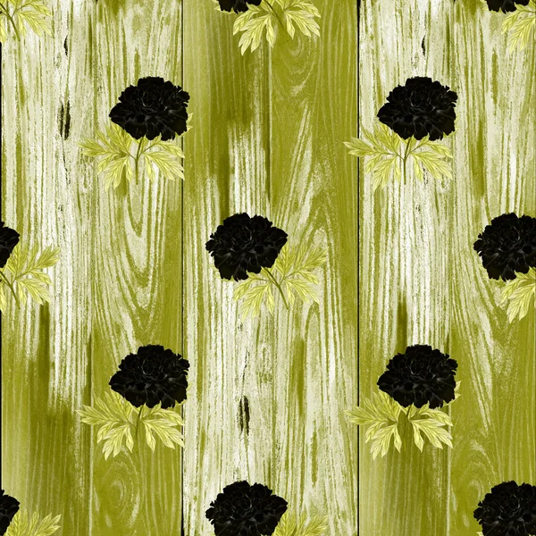 Florales Nahtloses Muster Mit Blühenden Pfingstrosen Der Holzwand Romantischer Floraler — Stockfoto