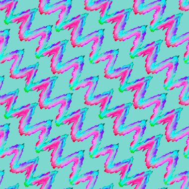 Etnik zikzak unsurlarıyla suluboya kusursuz desen. Klasik modern tasarım. El çizimi.