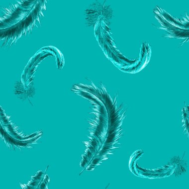 Güzel tüyleri olan dekoratif, pürüzsüz bir desen. Boya kalemleriyle çizilmiş moda resim baskısı.