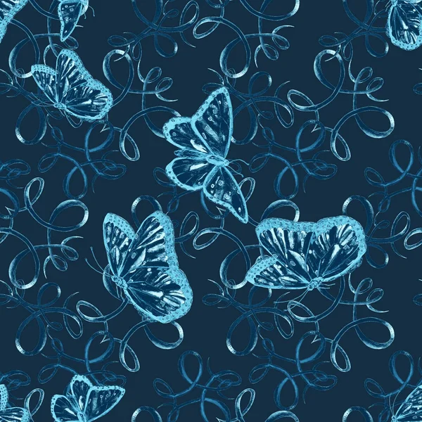 Decorative Seamless Pattern Watercolor Butterflies Colorful Nature Background Beautiful Summer — Stock Photo, Image