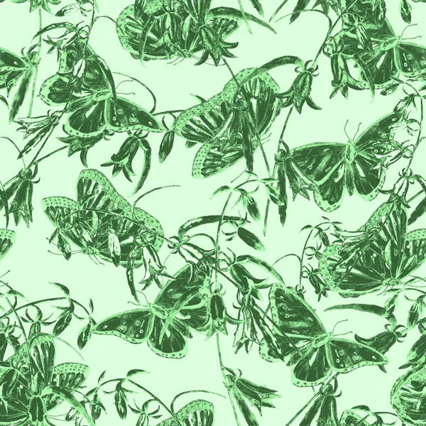 Decoratief Naadloos Patroon Met Aquarelvlinders Kleurrijke Natuur Achtergrond Mooie Zomerse — Stockfoto