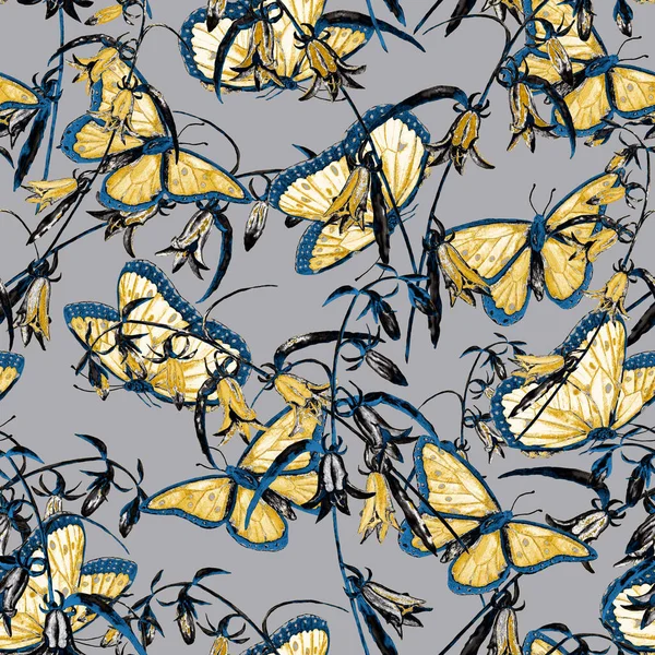 Decorative Seamless Pattern Watercolor Butterflies Colorful Nature Background Beautiful Summer — Stock Photo, Image