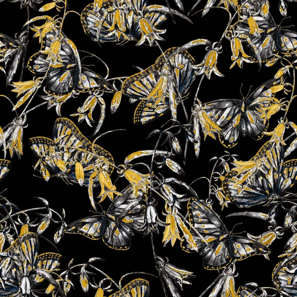 Dekoratives Nahtloses Muster Mit Aquarell Schmetterlingen Bunte Natur Hintergrund Schöner — Stockfoto