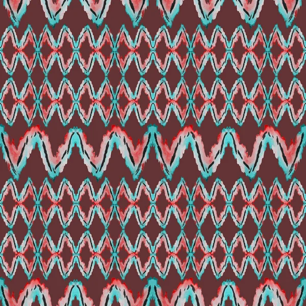 Watercolor Seamless Pattern Ethnic Zigzag Elements Vintage Modern Design Hand — Stock Photo, Image