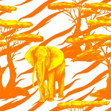 Hayvani bir geçmişi olan filli suluboya desenli. Modern tarzda sanat eserleri. Yaratıcı baskı.