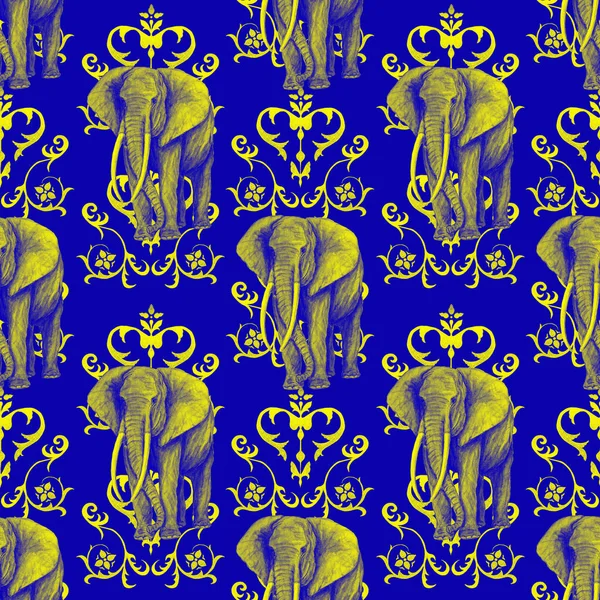 Υδατογραφία Αδιάλειπτη Μοτίβο Ελέφαντες Διακοσμητικό Φόντο Τέχνη Μοντέρνο Στυλ Δημιουργική — Φωτογραφία Αρχείου