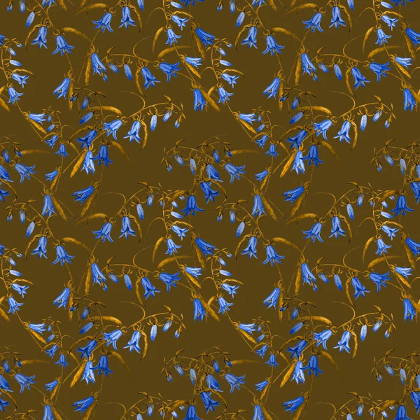 Dekorative Florale Nahtlose Muster Mit Aquarell Blauglockenblumen Bunte Natur Hintergrund — Stockfoto