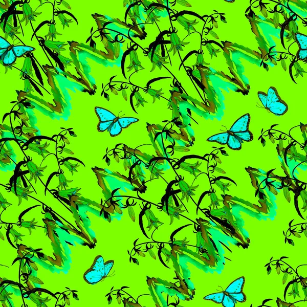 Modello Decorativo Senza Cuciture Con Farfalle Acquerello Colore Sfondo Natura — Foto Stock