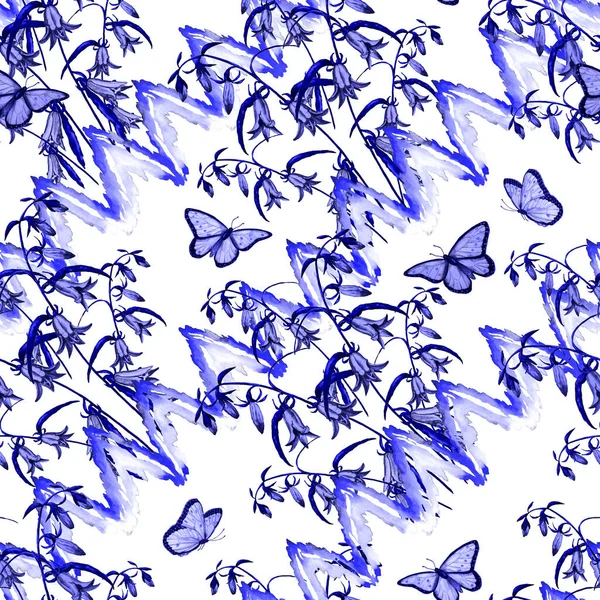 Decorative Seamless Pattern Watercolor Butterflies Color Nature Background Beautiful Summer — Stock Photo, Image